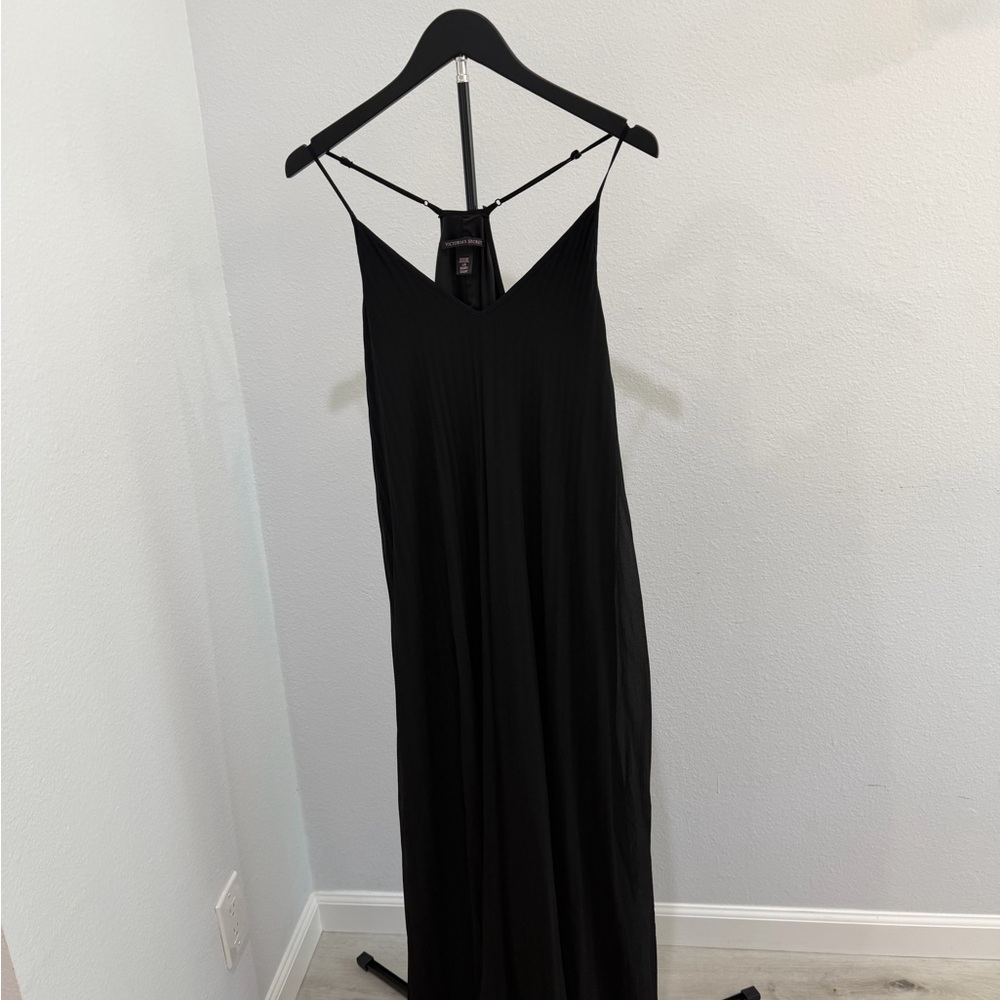 Victoria's Secret Black Maxi Slip Dress with Racerback Straps